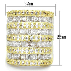 LO3359 - Gold Brass Ring with AAA Grade CZ  in Clear