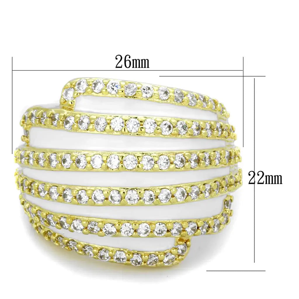 LO3368 - Gold Brass Ring with AAA Grade CZ in Clear - Alamode - Flyclothing LLC