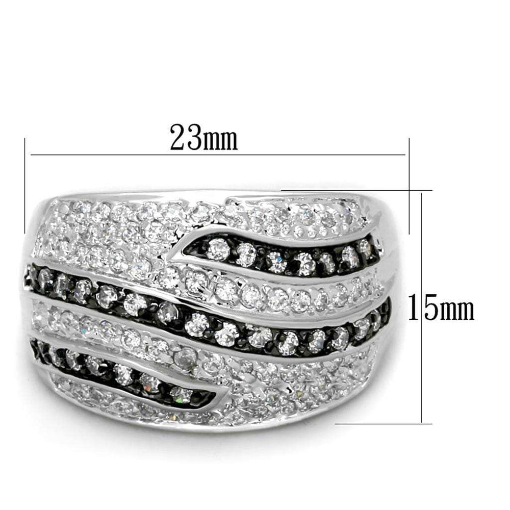 LO3400 - Rhodium + Ruthenium Brass Ring with AAA Grade CZ in Clear - Alamode - Flyclothing LLC