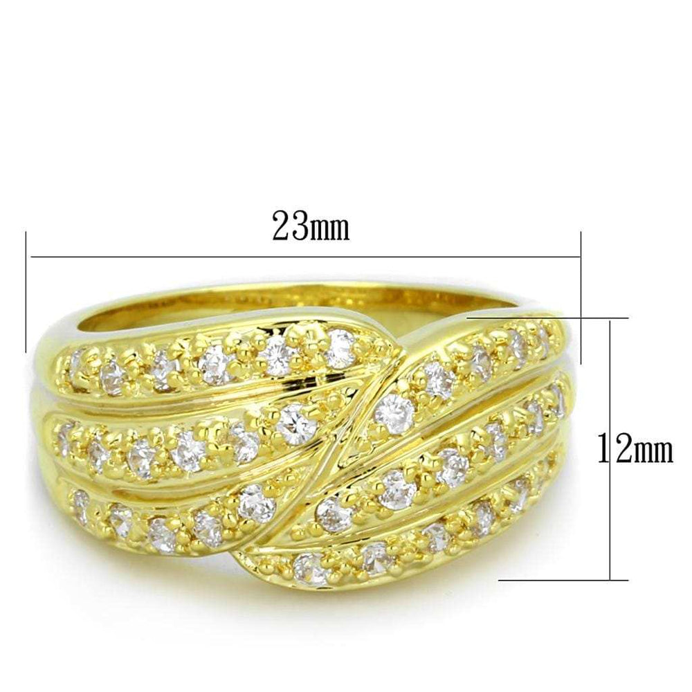LO3402 - Gold Brass Ring with AAA Grade CZ in Clear - Alamode - Flyclothing LLC
