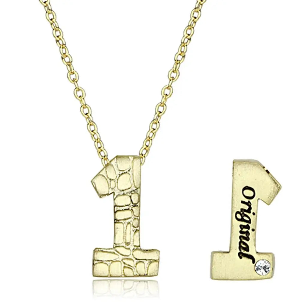 LO3460 - Flash Gold Brass Chain Pendant with Top Grade Crystal in Clear - Alamode - Flyclothing LLC