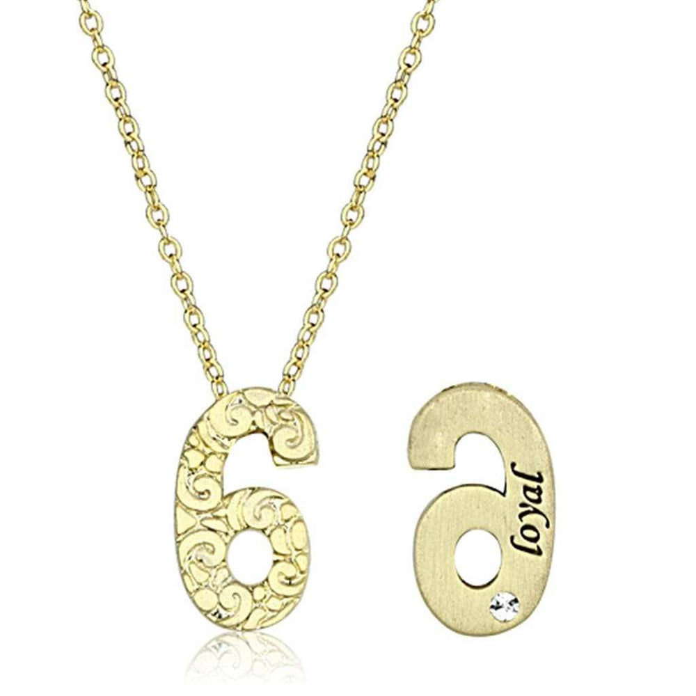 LO3463 - Flash Gold Brass Chain Pendant with Top Grade Crystal in Clear - Alamode - Flyclothing LLC