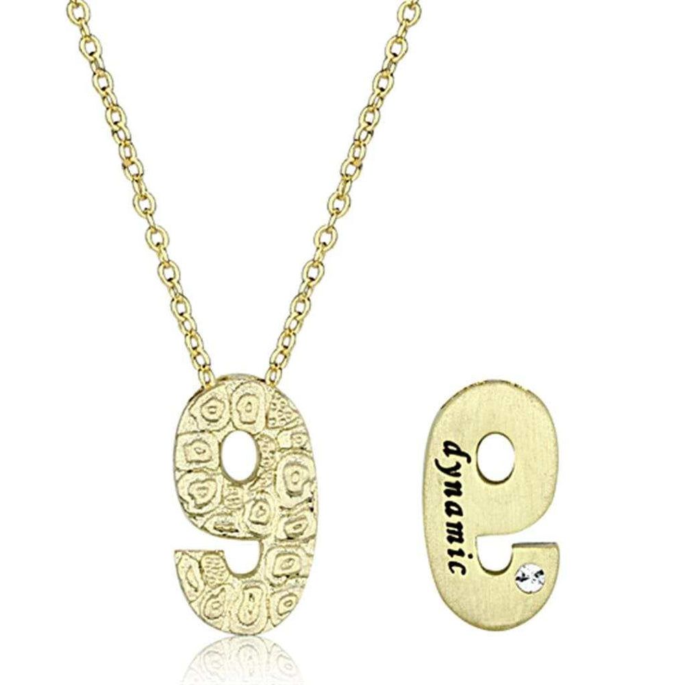 LO3465 - Flash Gold Brass Chain Pendant with Top Grade Crystal in Clear - Alamode - Flyclothing LLC