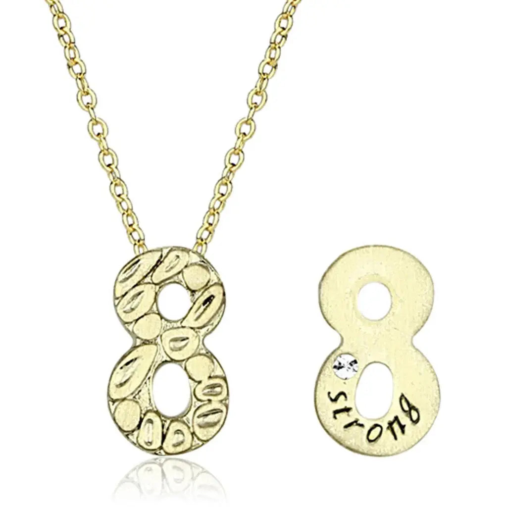 LO3466 - Flash Gold Brass Chain Pendant with Top Grade Crystal in Clear - Alamode - Flyclothing LLC