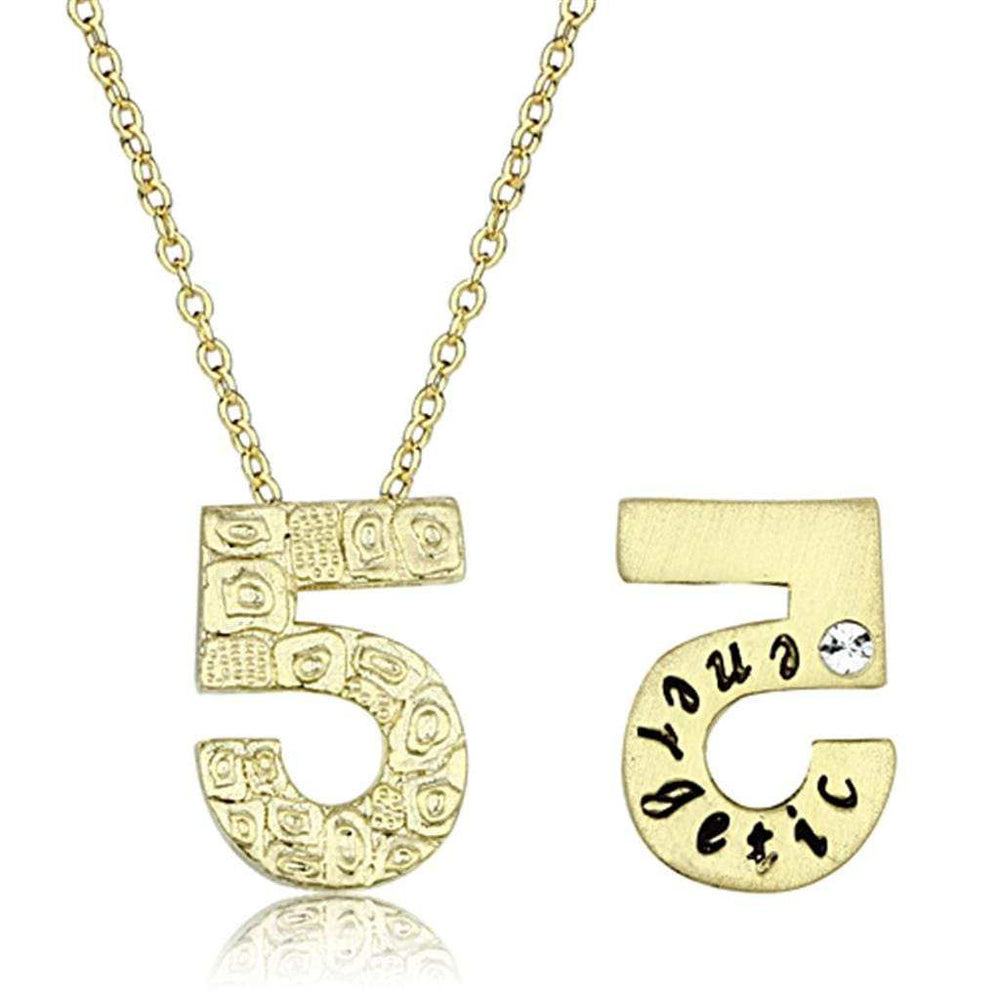 LO3468 - Flash Gold Brass Chain Pendant with Top Grade Crystal in Clear - Alamode - Flyclothing LLC