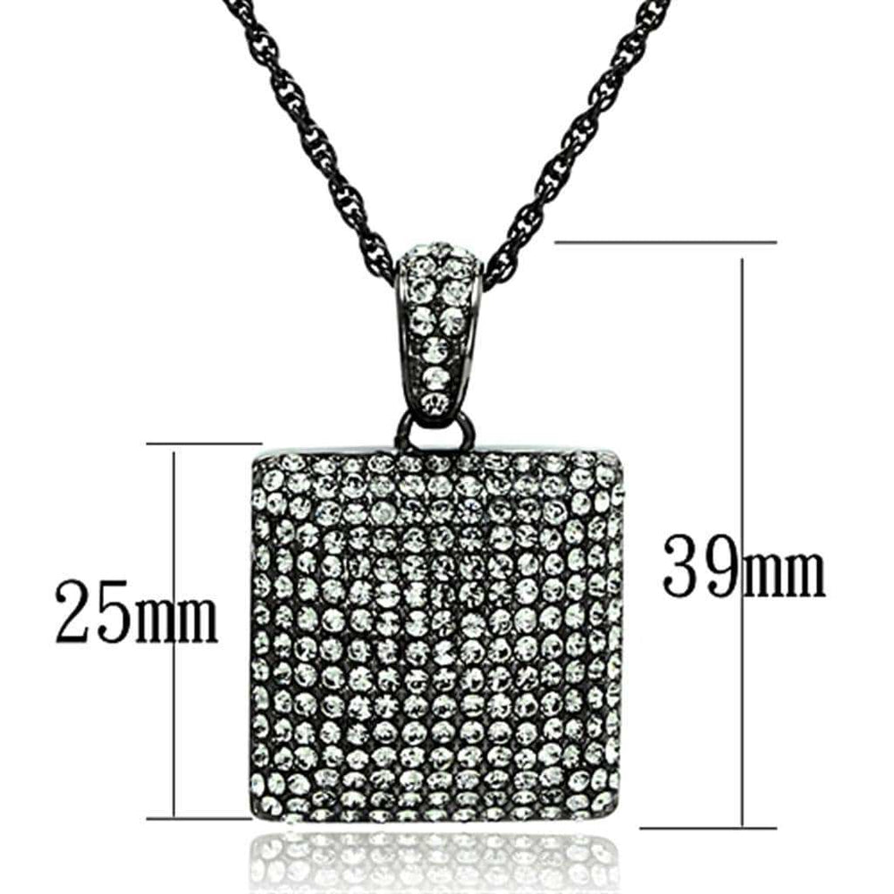 LO3471 - TIN Cobalt Black Brass Chain Pendant with Top Grade Crystal in Black Diamond - Alamode - Flyclothing LLC