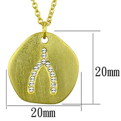 LO3479 - Gold & Brush Brass Chain Pendant with Top Grade Crystal  in Clear