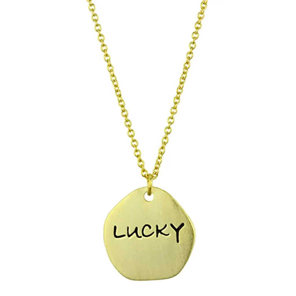 LO3479 - Gold & Brush Brass Chain Pendant with Top Grade Crystal in Clear - Alamode - Flyclothing LLC