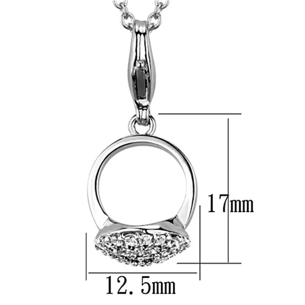 LO3492 - Rhodium Brass Pendant with AAA Grade CZ in Clear - Alamode - Flyclothing LLC