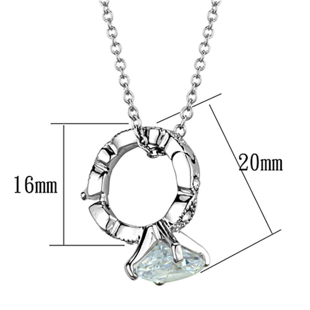 LO3494 - Rhodium Brass Pendant with AAA Grade CZ in Clear - Alamode - Flyclothing LLC