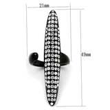 LO3510 - IP Black(Ion Plating) Stainless Steel Ring with Top Grade Crystal  in Clear - Alamode