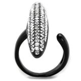 LO3510 - IP Black(Ion Plating) Stainless Steel Ring with Top Grade Crystal in Clear - Alamode - Flyclothing LLC