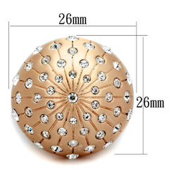 LO3514 - Rose Gold Brass Ring with Top Grade Crystal  in Clear