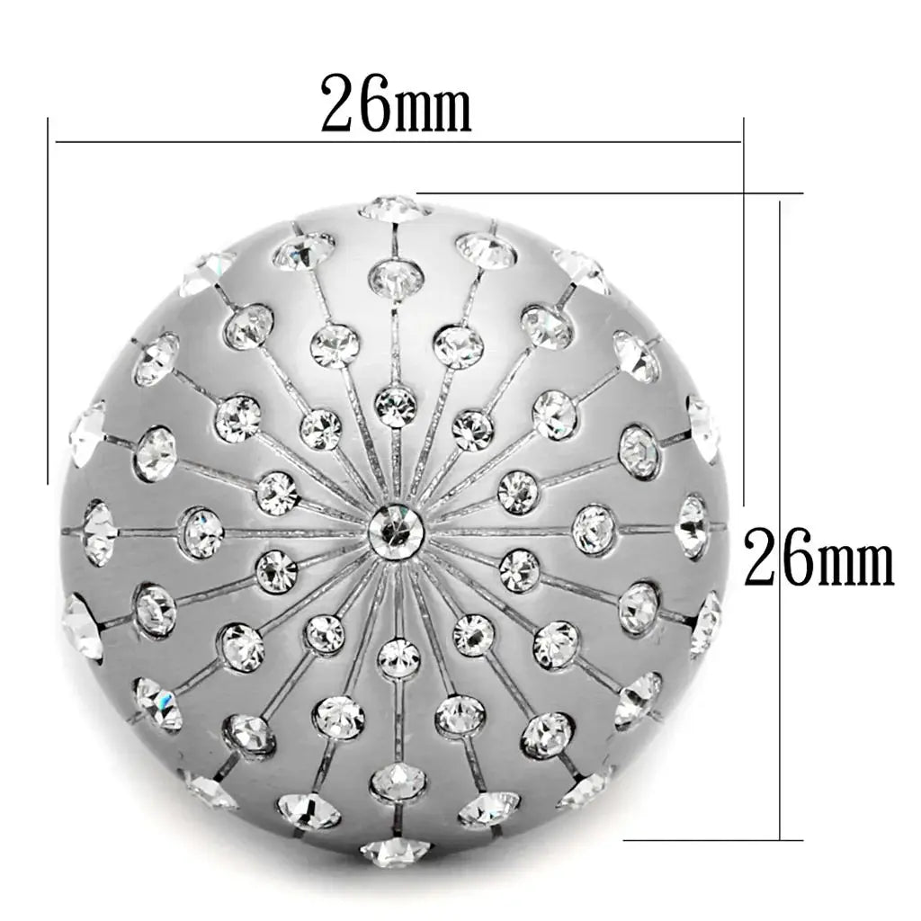 LO3515 - Rhodium+Brushed Brass Ring with Top Grade Crystal in Clear - Alamode - Flyclothing LLC