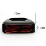 LO3517 - TIN Cobalt Black Brass Ring with Top Grade Crystal  in Siam - Alamode