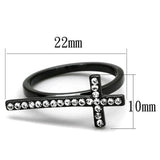 LO3522 - TIN Cobalt Black Brass Ring with Top Grade Crystal in Clear - Alamode - Flyclothing LLC
