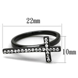 LO3522 - TIN Cobalt Black Brass Ring with Top Grade Crystal  in Clear - Alamode