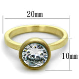 LO3538 - Gold & Brush Brass Ring with AAA Grade CZ  in Clear - Alamode
