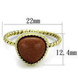 LO3543 - Gold Brass Ring with Synthetic Cat Eye in Brown - Alamode - Flyclothing LLC