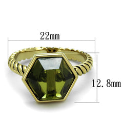 LO3544 - Gold Brass Ring with AAA Grade CZ  in Olivine color