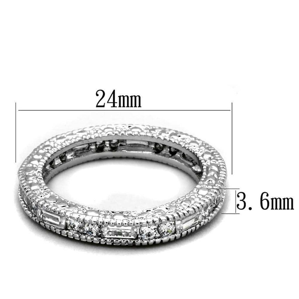 LO3558 - Rhodium Brass Ring with AAA Grade CZ in Clear - Alamode - Flyclothing LLC