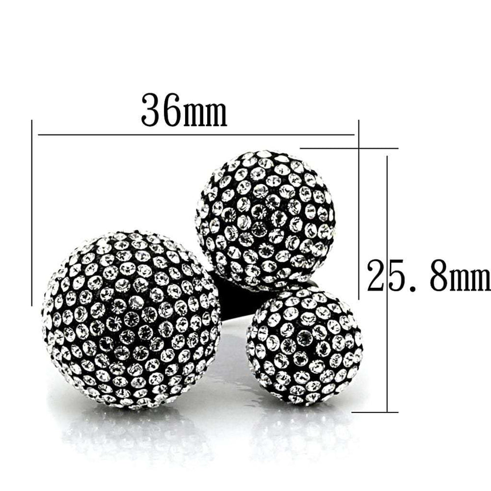 LO3591 - TIN Cobalt Black Brass Ring with Top Grade Crystal in Clear - Alamode - Flyclothing LLC