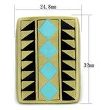 LO3595 - Antique Copper Brass Ring with Epoxy  in Turquoise - Alamode