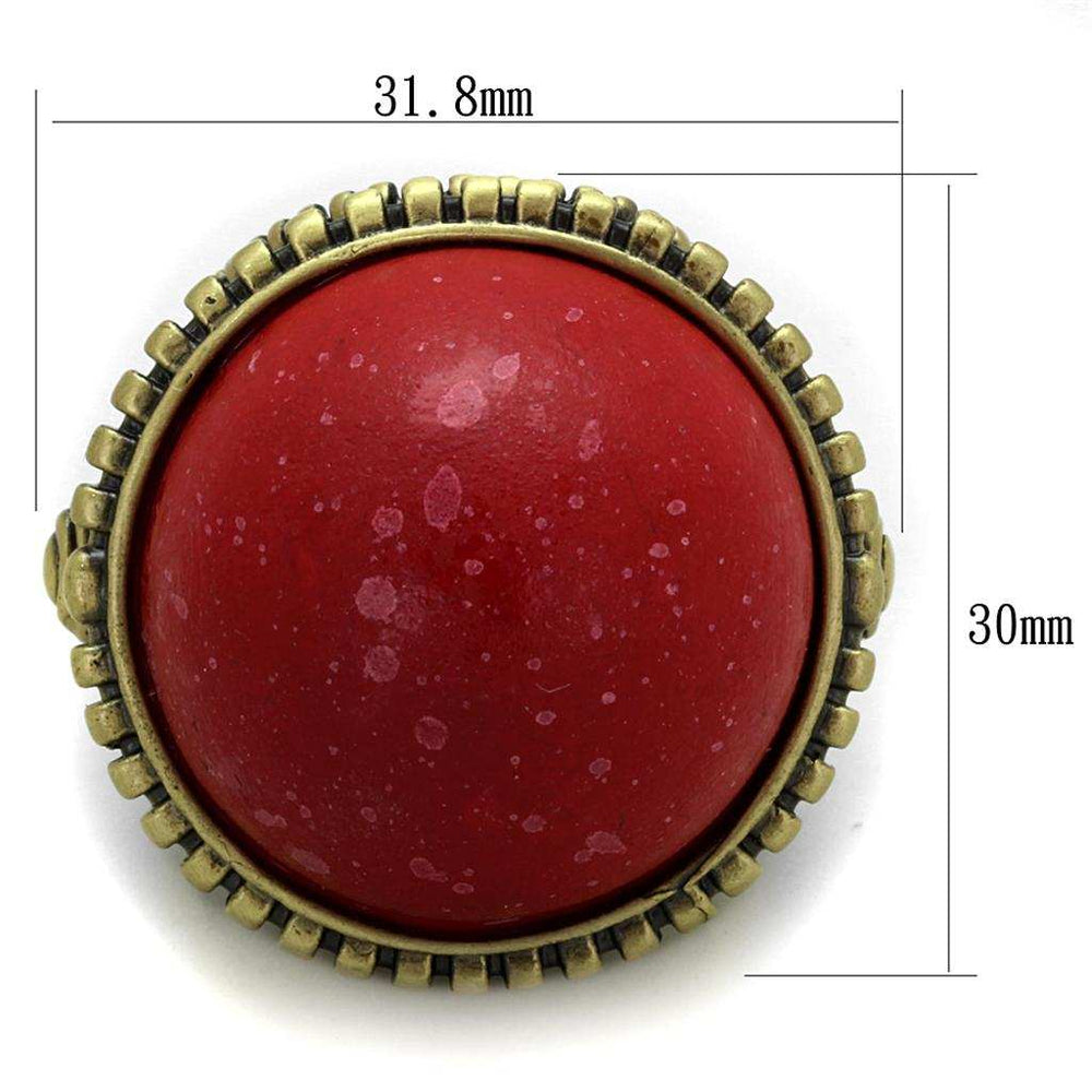 LO3603 - Antique Copper Brass Ring with Synthetic Synthetic Stone in Siam - Alamode - Flyclothing LLC