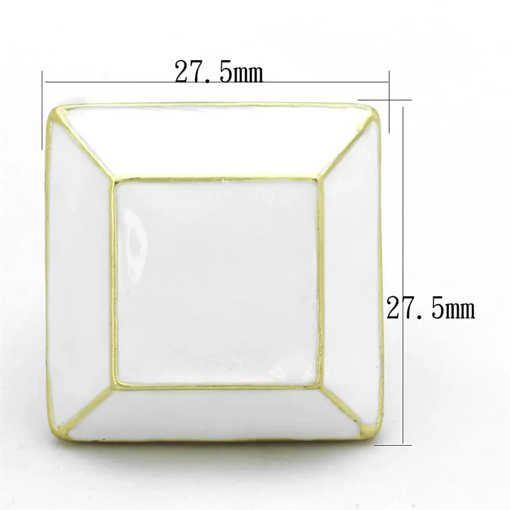 LO3604 - Gold & Brush Brass Ring with Epoxy in White - Alamode - Flyclothing LLC