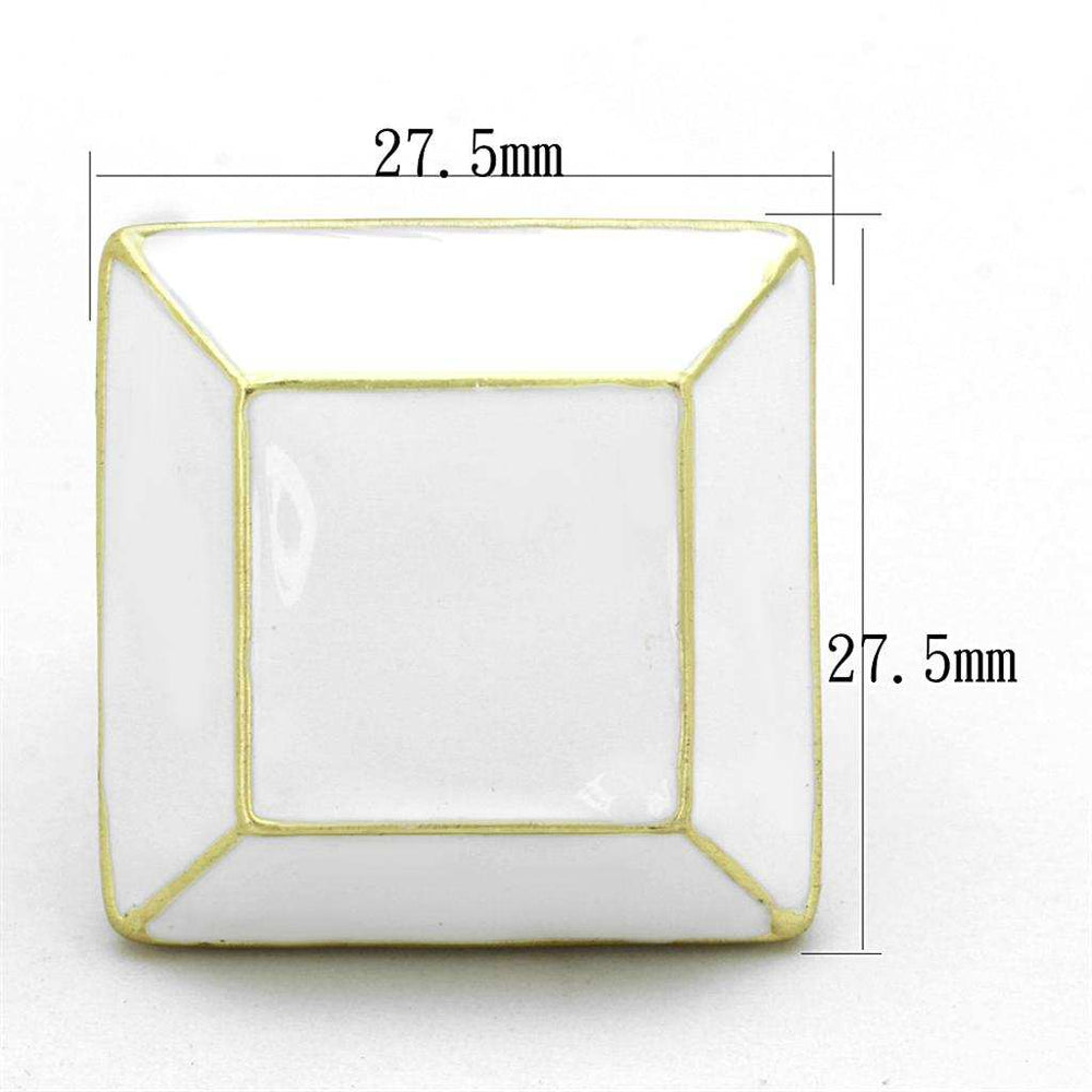 LO3604 - Gold & Brush Brass Ring with Epoxy in White - Alamode - Flyclothing LLC