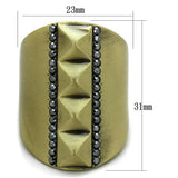 LO3608 - Antique Copper Brass Ring with Top Grade Crystal in Hematite - Alamode - Flyclothing LLC