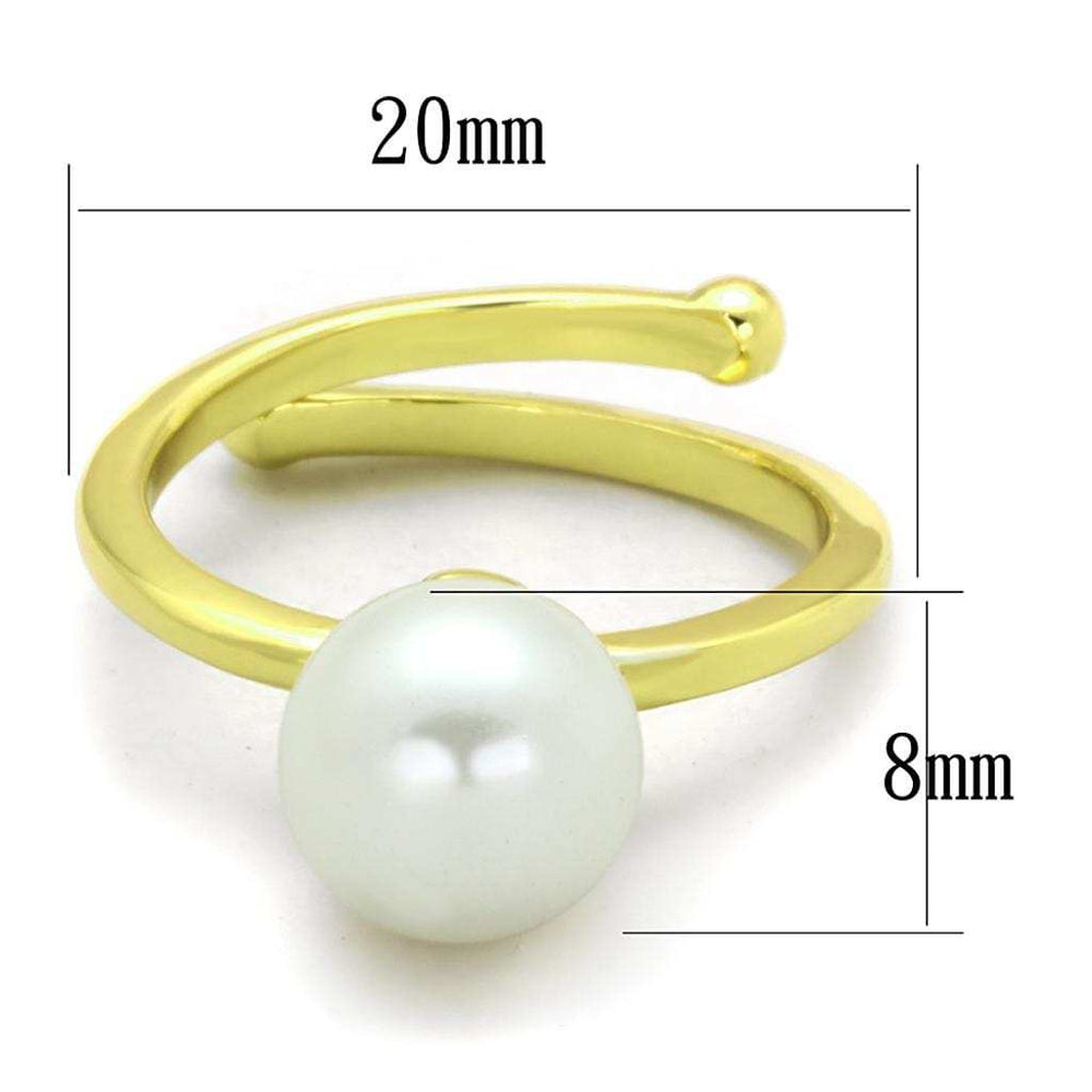 LO3656 - Gold Brass Ring with Synthetic Pearl in White - Alamode - Flyclothing LLC