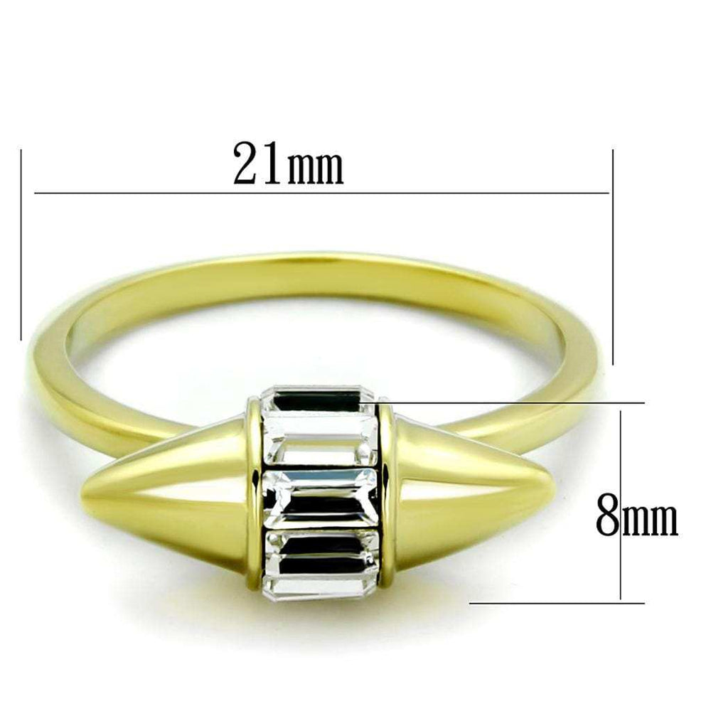 LO3657 - Gold Brass Ring with Top Grade Crystal in Clear - Alamode - Flyclothing LLC