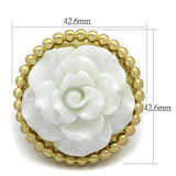 LO3660 - Gold & Brush Brass Ring with Synthetic Synthetic Stone in White - Alamode