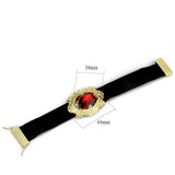 LO3671 - Gold & Brush Brass Bracelet with Synthetic Synthetic Glass in Siam - Alamode - Flyclothing LLC