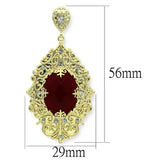 LO3673 - Gold & Brush Brass Earrings with Synthetic Synthetic Glass in Siam - Alamode - Flyclothing LLC