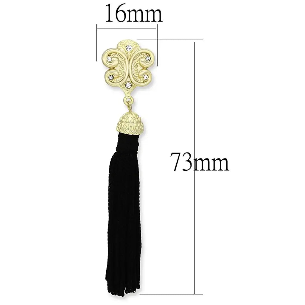 LO3677 - Gold & Brush Brass Earrings with Top Grade Crystal in Clear - Alamode - Flyclothing LLC
