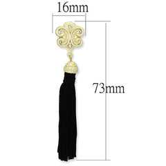 LO3677 - Gold & Brush Brass Earrings with Top Grade Crystal  in Clear