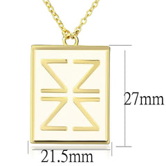 LO3684 - Gold Brass Chain Pendant with Epoxy  in White