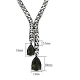 LO3690 - Ruthenium Brass Necklace with Synthetic Synthetic Glass in Black Diamond - Alamode