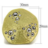 LO3694 - Gold & Brush Brass Ring with Top Grade Crystal in Clear - Alamode - Flyclothing LLC