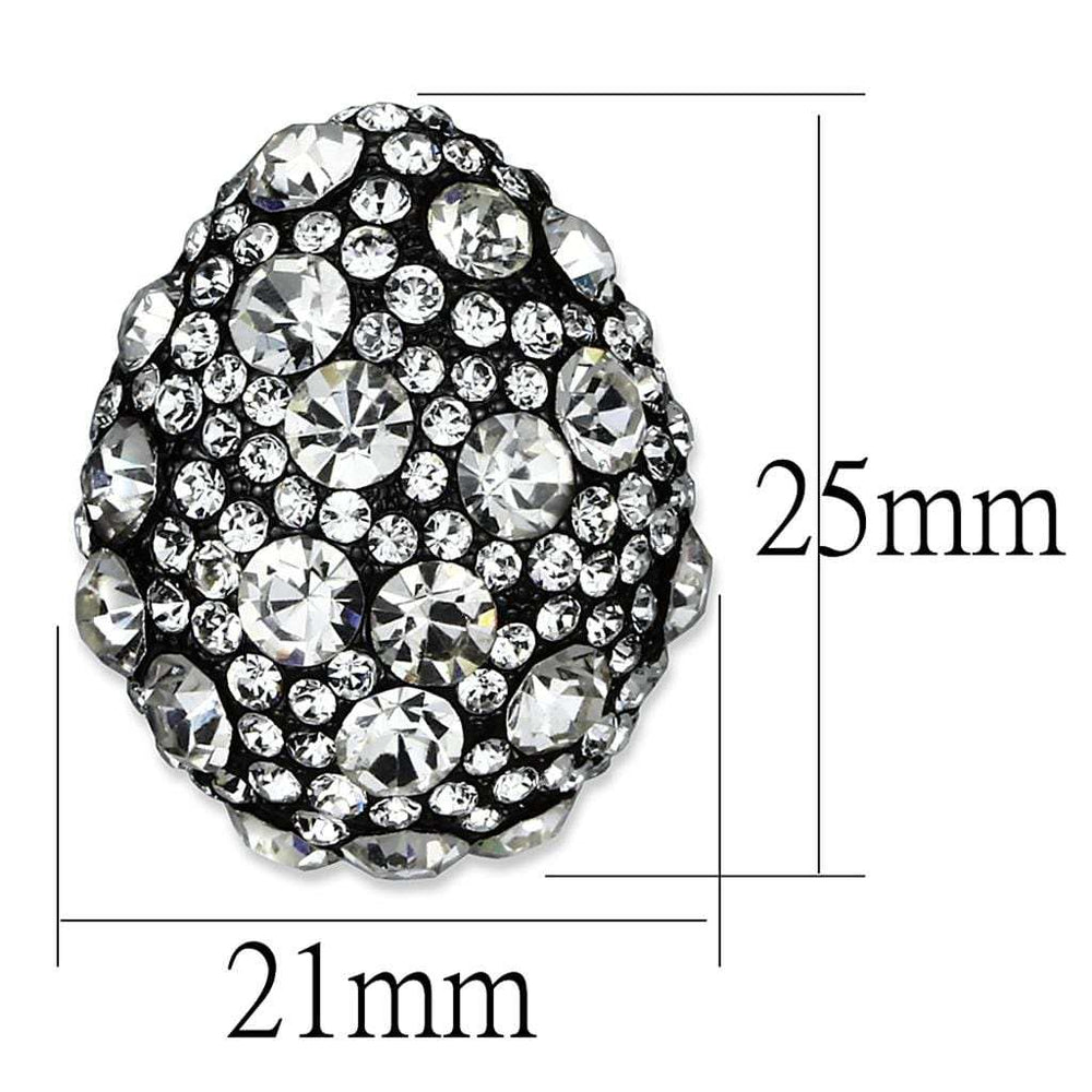 LO3700 - TIN Cobalt Black Brass Earrings with Top Grade Crystal in Clear - Alamode - Flyclothing LLC