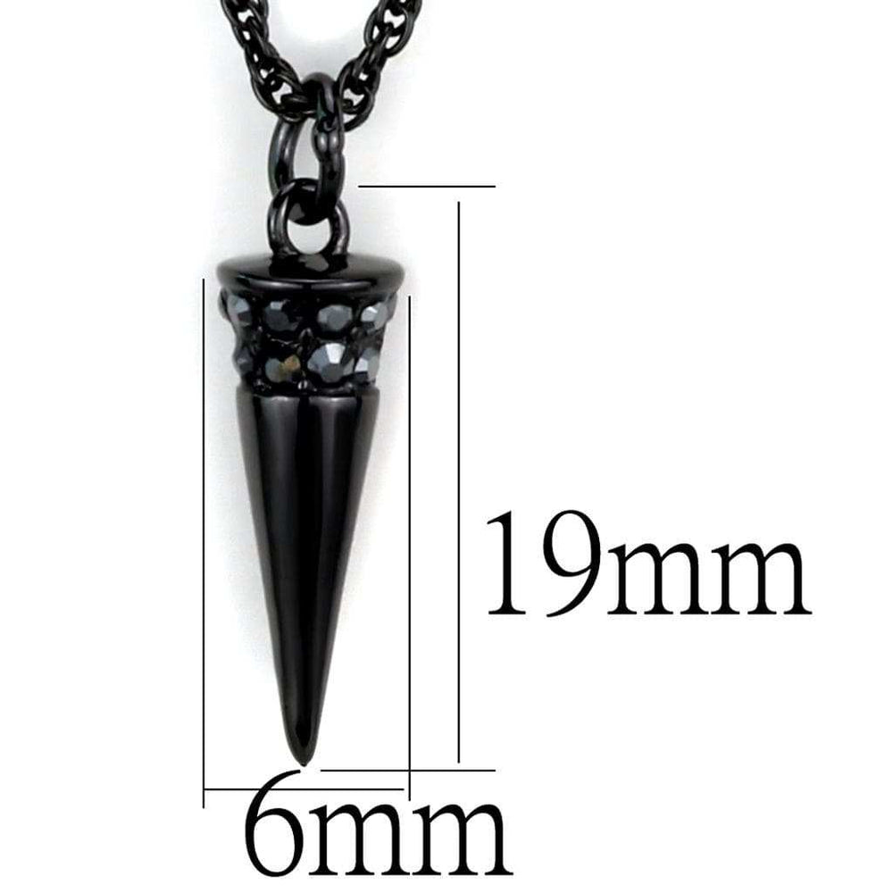 LO3709 - TIN Cobalt Black Brass Chain Pendant with Top Grade Crystal in Hematite - Alamode - Flyclothing LLC