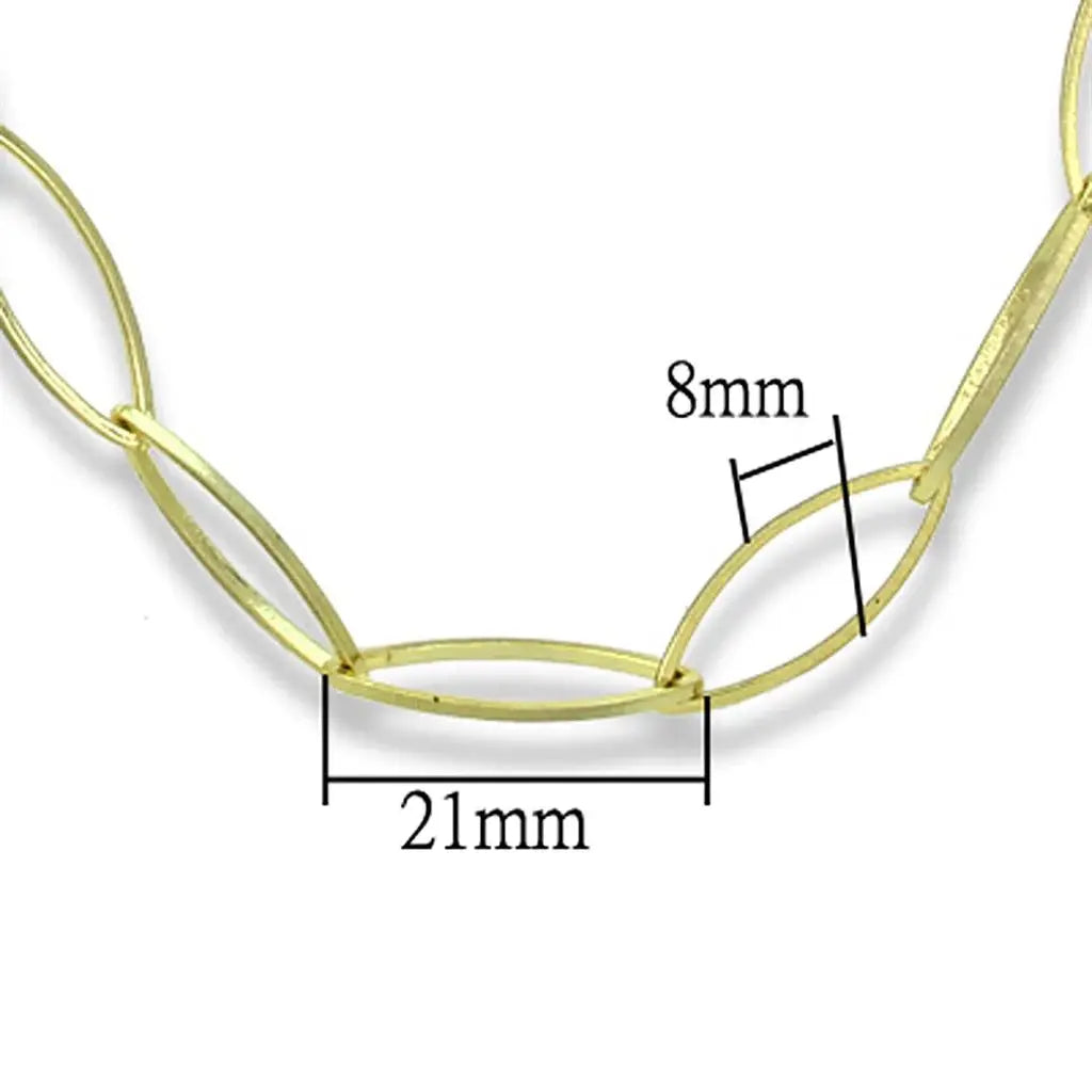 LO3721 - Gold & Brush Brass Necklace with No Stone - Alamode - Flyclothing LLC