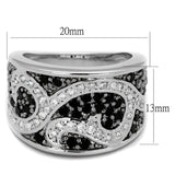 LO3739 - Rhodium + Ruthenium Brass Ring with AAA Grade CZ  in Black Diamond - Alamode