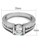 LO3744 - Rhodium Brass Ring with AAA Grade CZ  in Clear - Alamode