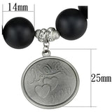 LO3783 - Antique Silver White Metal Bracelet with Synthetic Onyx in Jet - Alamode - Flyclothing LLC