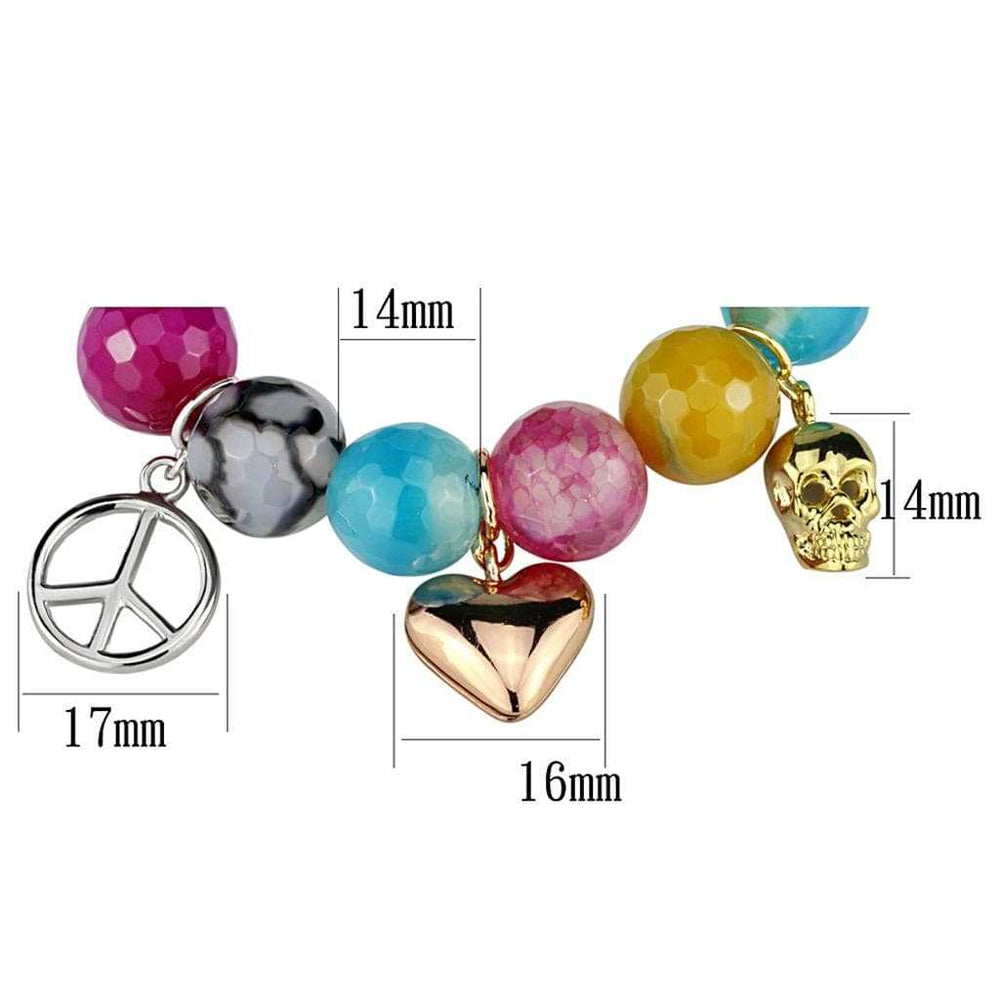 LO3787 - Rhodium + Gold + Rose Gold Brass Bracelet with Synthetic Onyx in Multi Color - Alamode - Flyclothing LLC