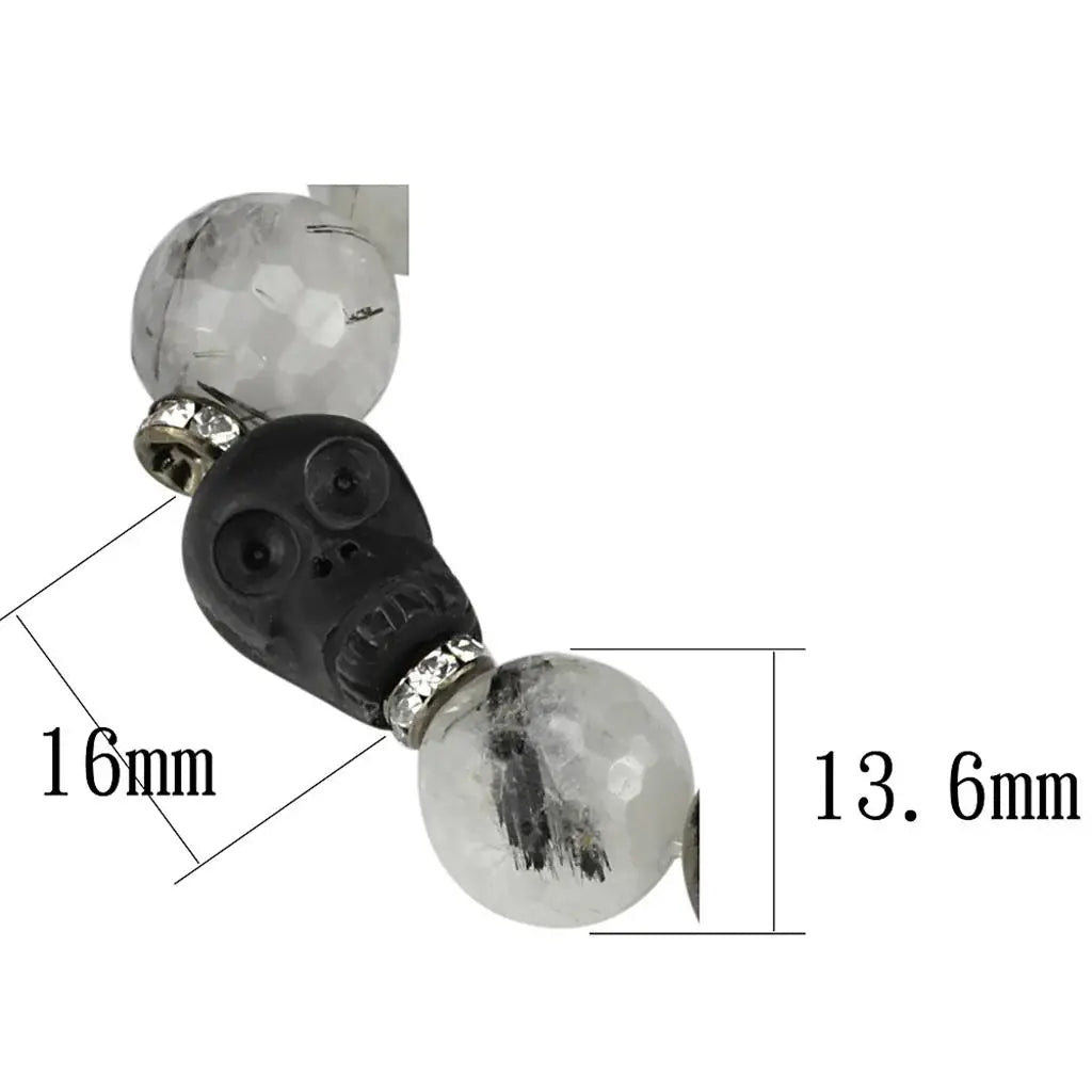 LO3788 - Ruthenium Brass Bracelet with Synthetic Onyx in Multi Color - Alamode - Flyclothing LLC