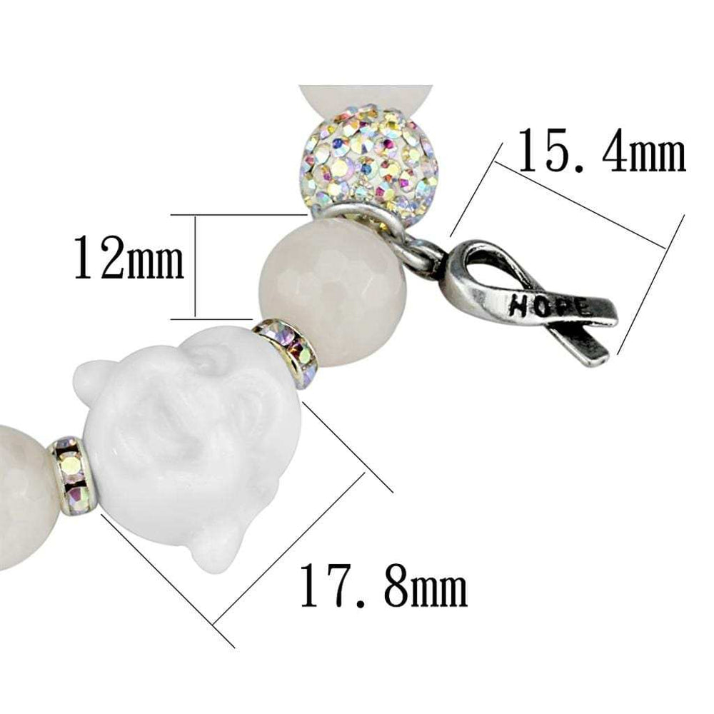 LO3791 - Antique Silver White Metal Bracelet with Synthetic Onyx in Light Rose - Alamode - Flyclothing LLC